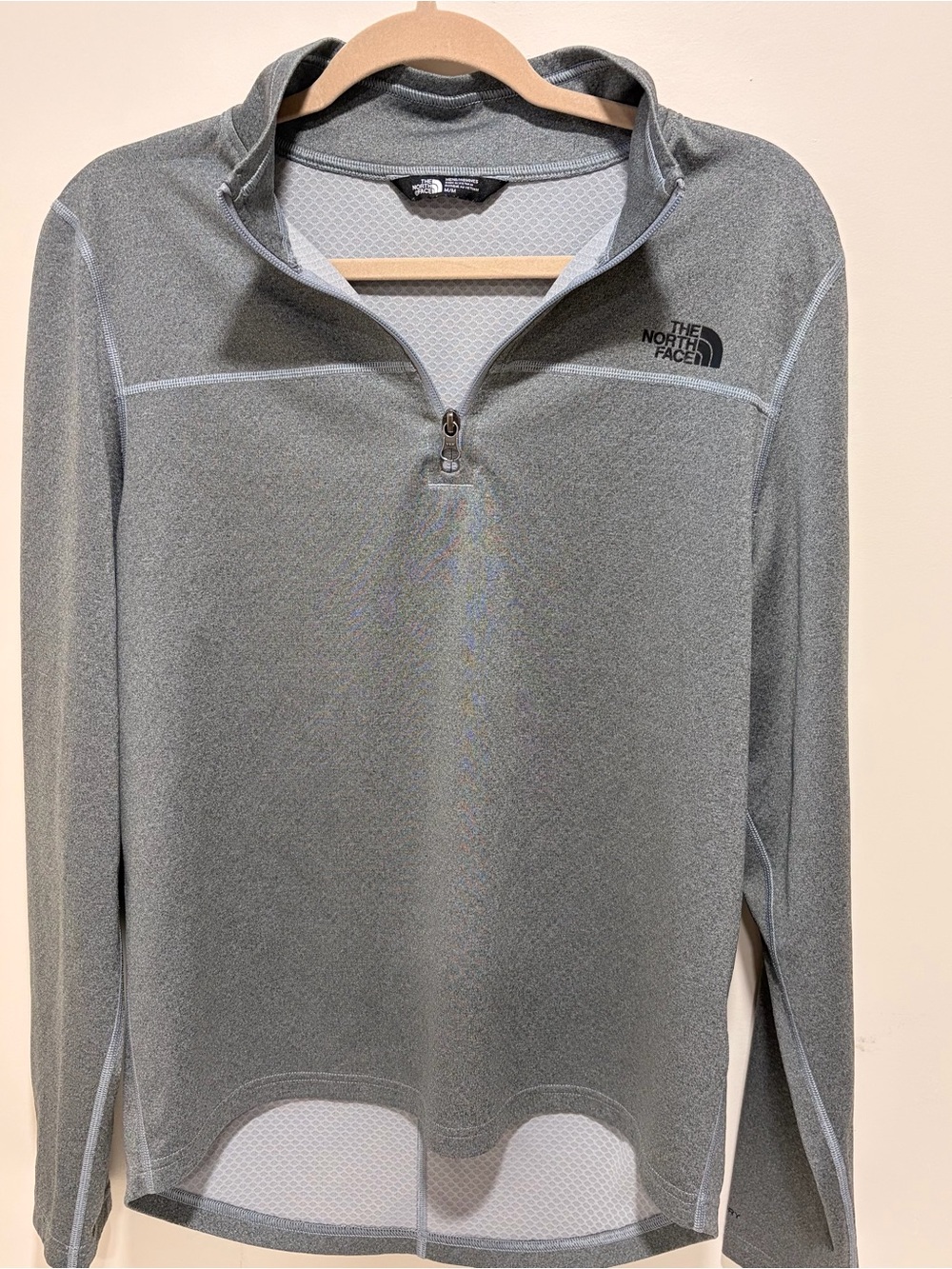 The North Face Light Gray Pullover with Black Logo Tag